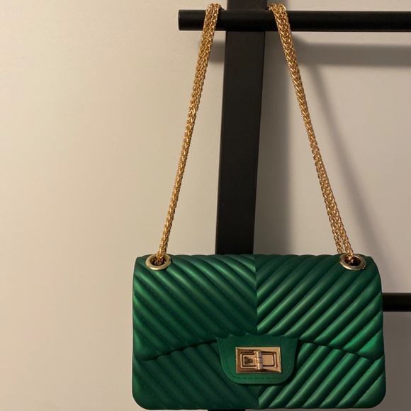 Green jelly bag with gold strap - Picture 2 of 6